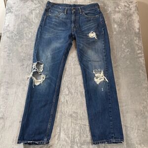 Levi's‎ 514 Mens Jeans 33x32 Blue Distressed Straight Fit